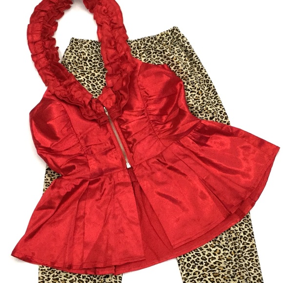 Cute Silky Red Halter Top - Picture 2 of 4